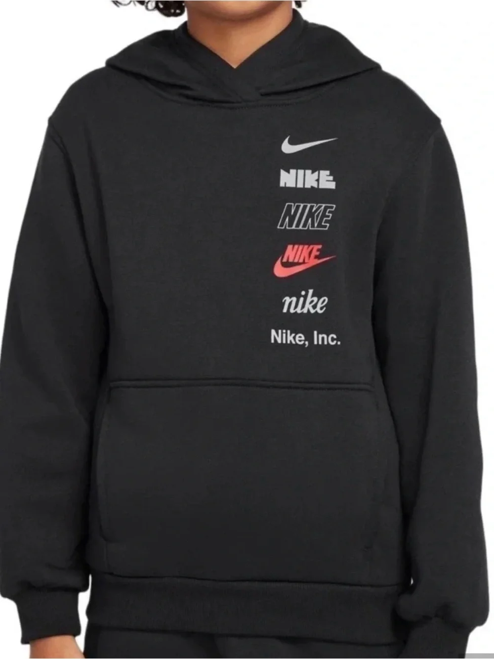 Nike Black Hoodie with Vertical Logo Stack